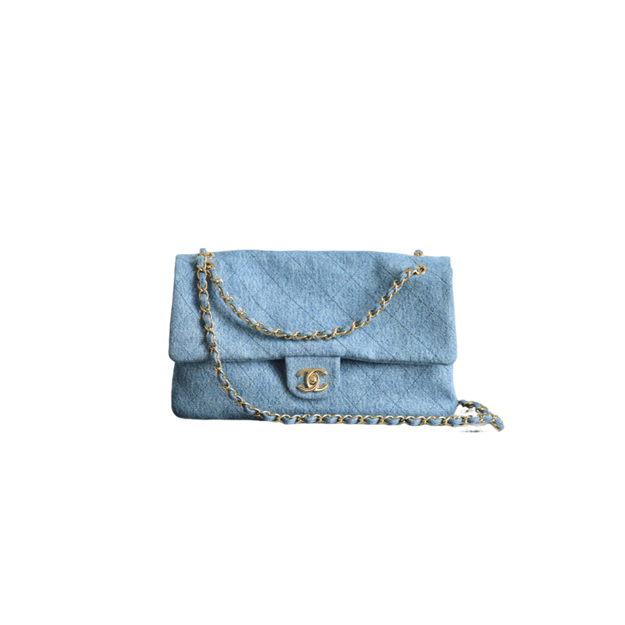 CHANEL DENIM SMALL SOUPLISSIMO MAXI FLAP BLUE (32*19.5*10cm)